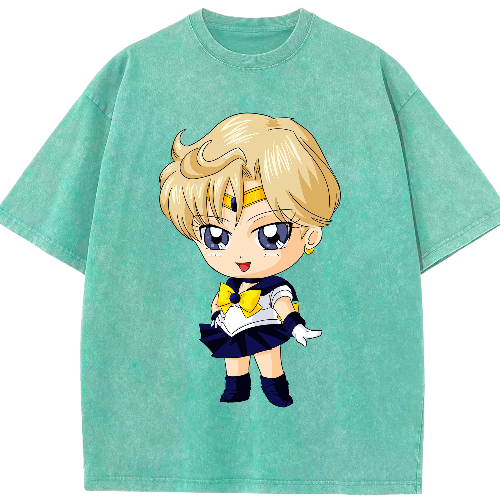 （画像用） 美少女戦士セーラームーン 天王はるか Sailor Moon Tenoh Haruka 綿100% ヴィンテージ風 半袖Tシャツ（フロントプリント）